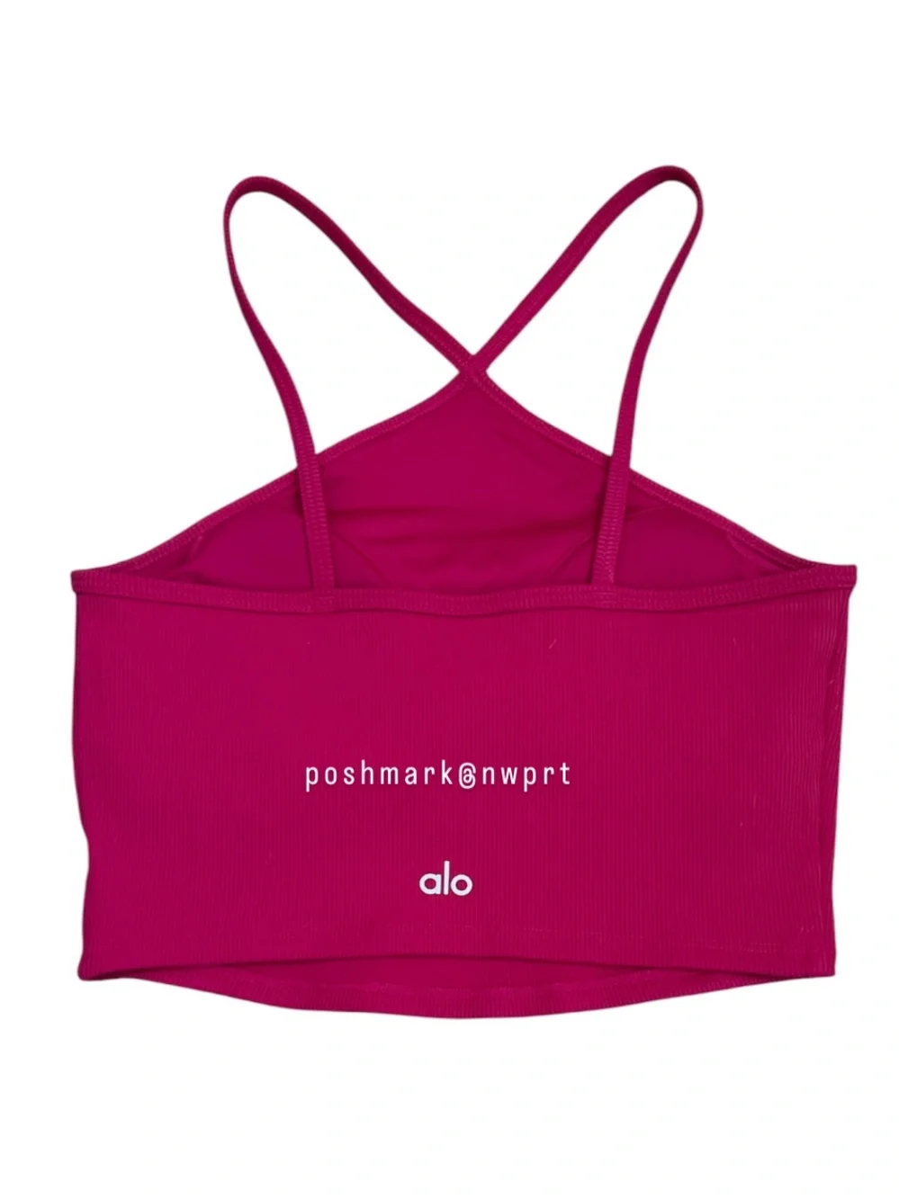 ALO 💓 Goddess Cross Top Halter Crop Tank Magenta Crush Hot Pink S Small